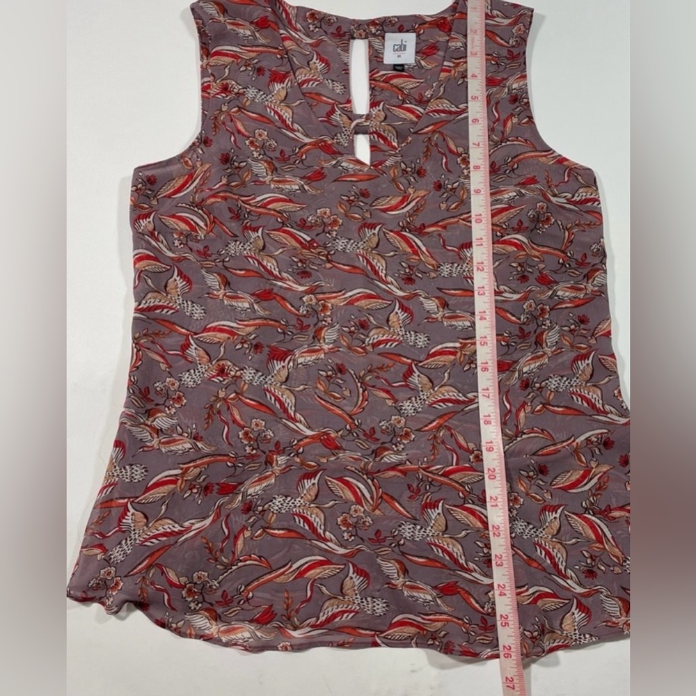 CAbi 3611 Good Luck Blouse Sleeveless Size Medium Crane Ribbon - Picture 6 of 7